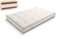Materac 120x200 naturalny z wełną, lateksem i 2x kokosem - Futon Pascall Comfort Wool Hard Kedro Ecru