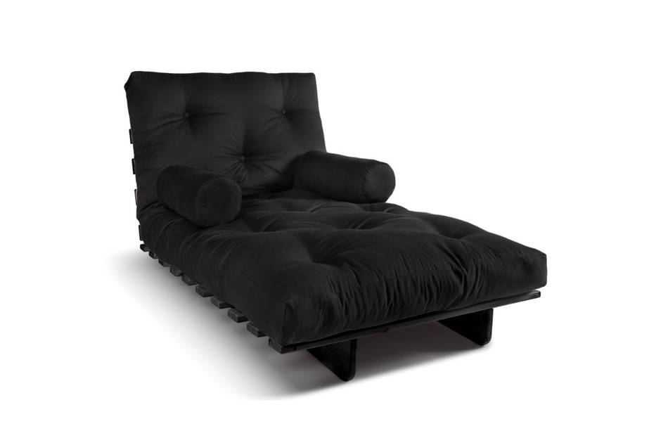 Sofa rozkładana 90x200 - Slim Comfort Black - Pascall Futon Czarny