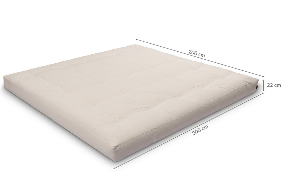 Materac 200x200 naturalny z lateksem - Futon Pascall Comfort Trio Latex Wool Szary