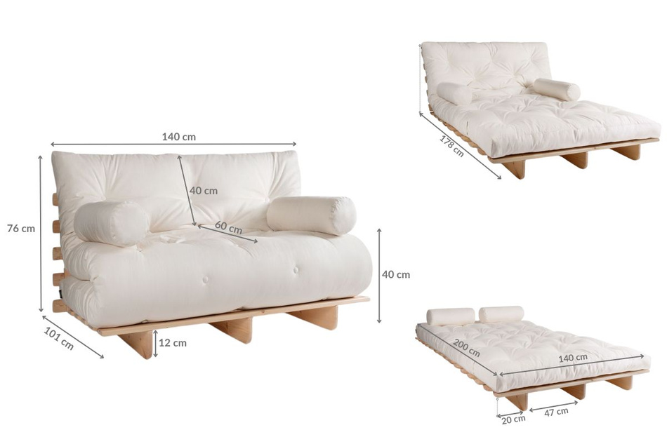 Sofa ogrodowa 140x200 rozkładana - Freedom Classic - Pascall Futon Marron Light