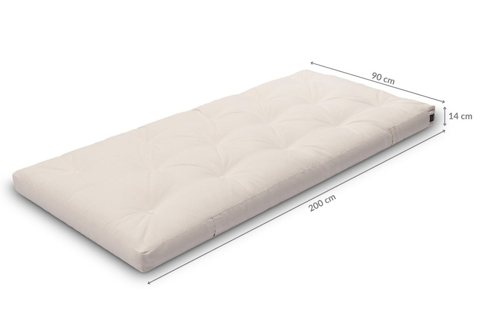 Materac 90x200 naturalny z lateksem - Futon Pascall Slim Latex Modrakowy
