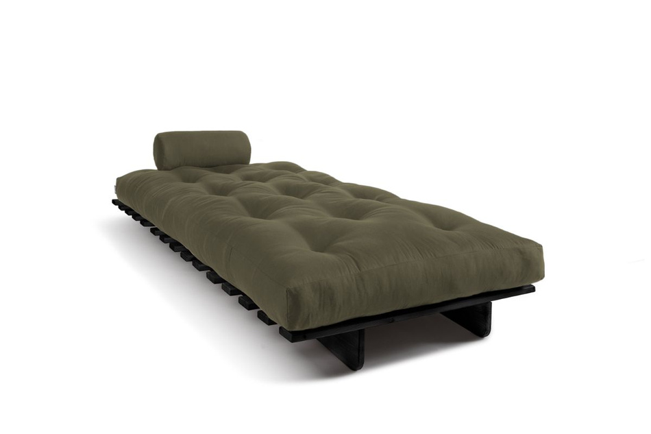 Sofa rozkładana 90x200 - Slim Basic Black - Pascall Futon Khaki