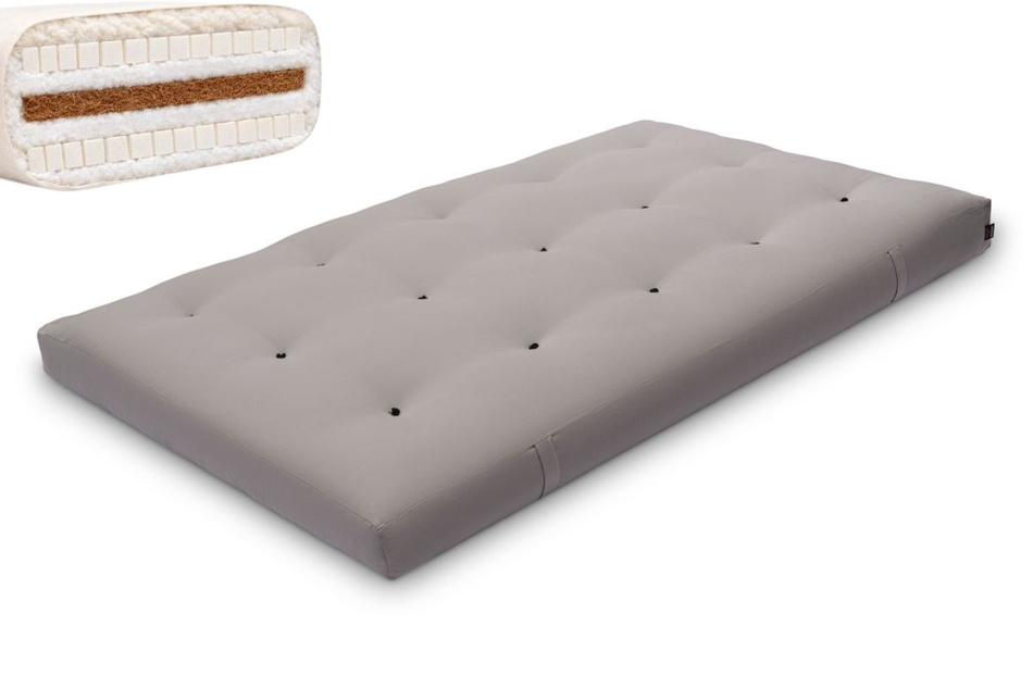 Materac 120x200 naturalny z wełną, kokosem i 2x lateks - Futon Pascall Comfort Wool Szary
