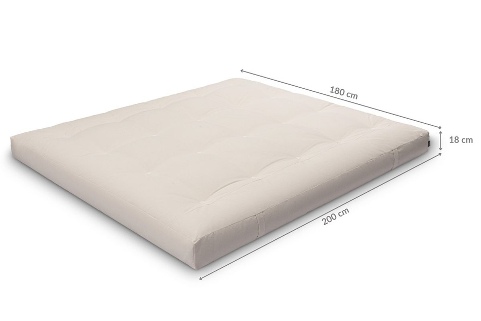 Futon Pascall Medium Latex - Materac 180x200 Szary - naturalny z lateksem
