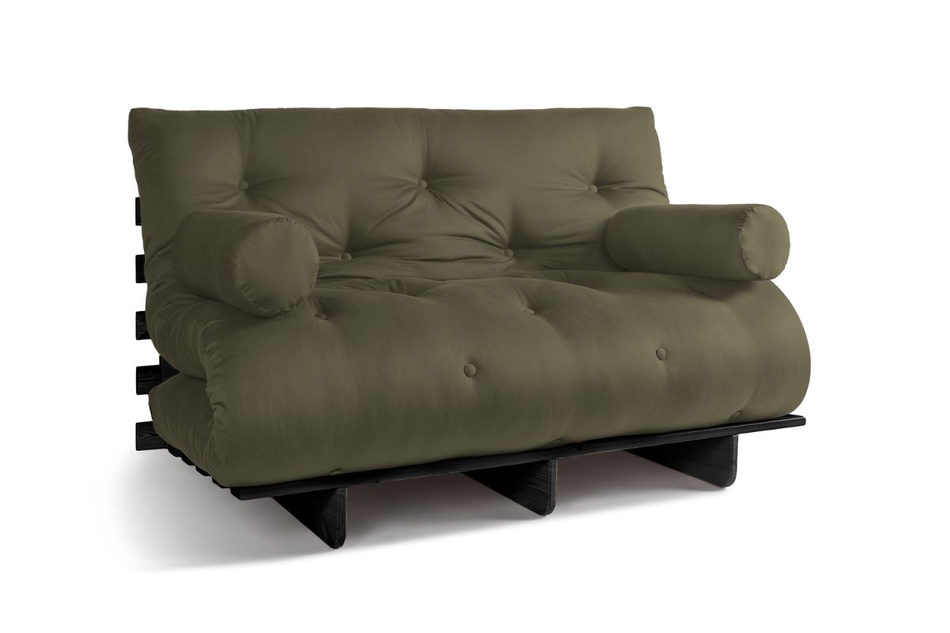 Sofa rozkładana 140x200 - Slim Exclusive Black - Pascall Futon Khaki